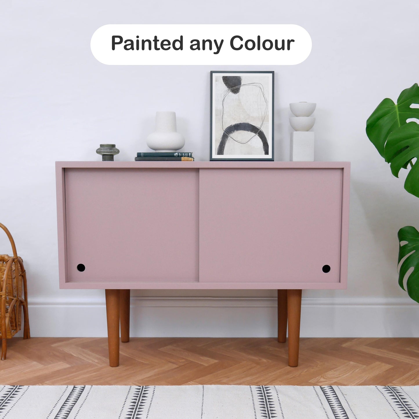 Pink Mid Century Record Cabinet: Handmade Vinyl Storage