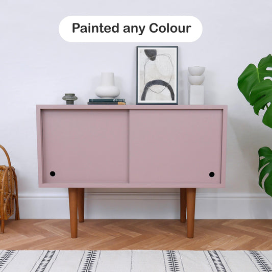 Pink Mid Century Record Cabinet: Handmade Vinyl Storage