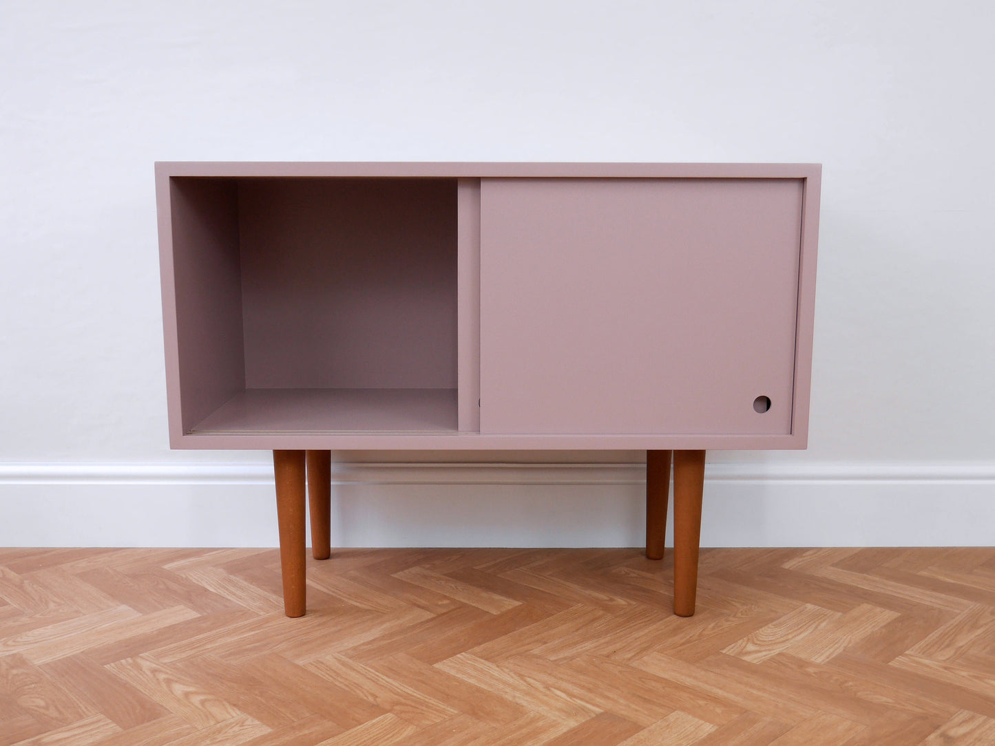 Pink Mid Century Record Cabinet: Handmade Vinyl Storage
