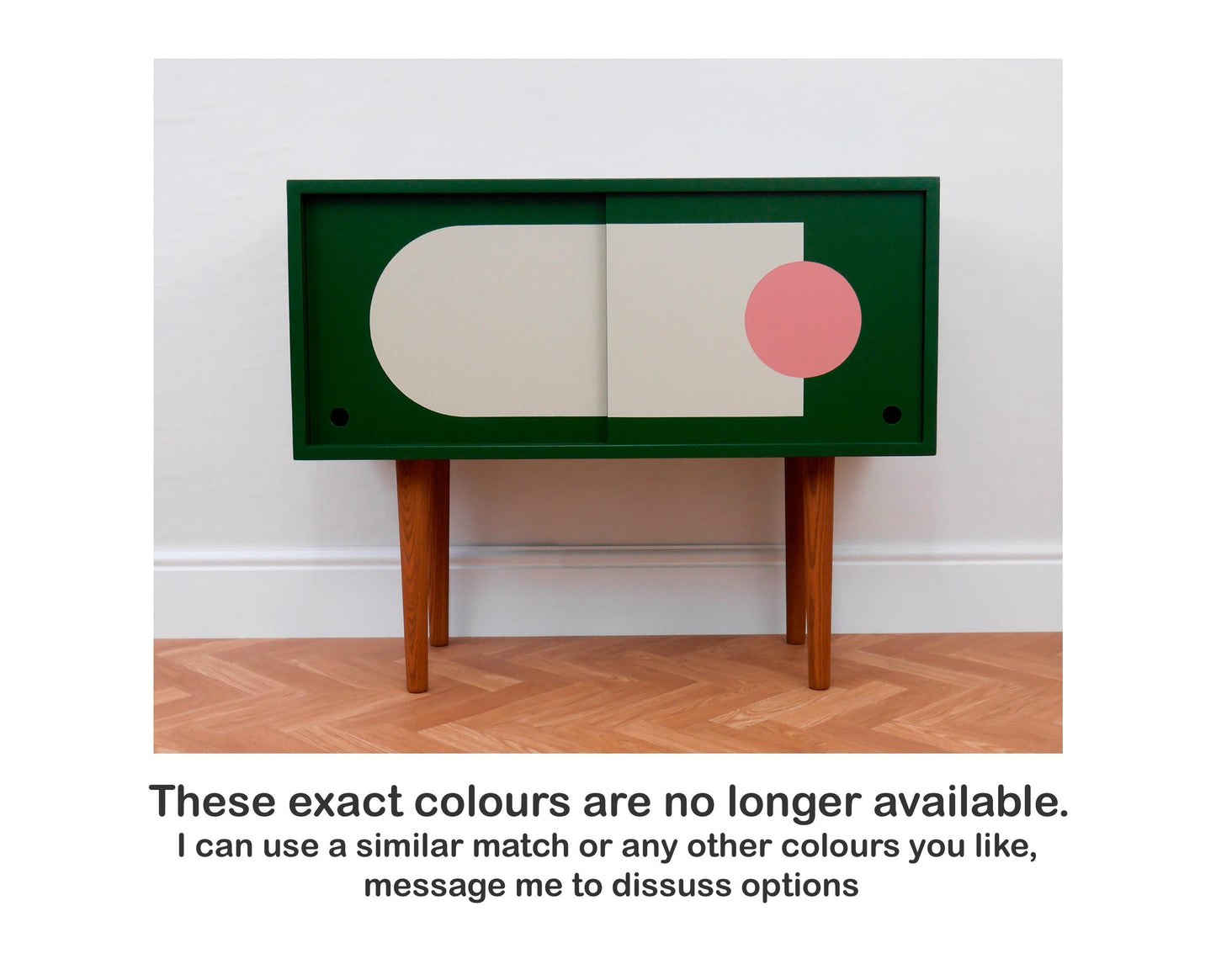 Green Vinyl Storage Cabinet with Geometric Pattern