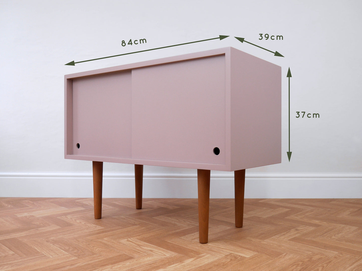 Pink Mid Century Record Cabinet: Handmade Vinyl Storage