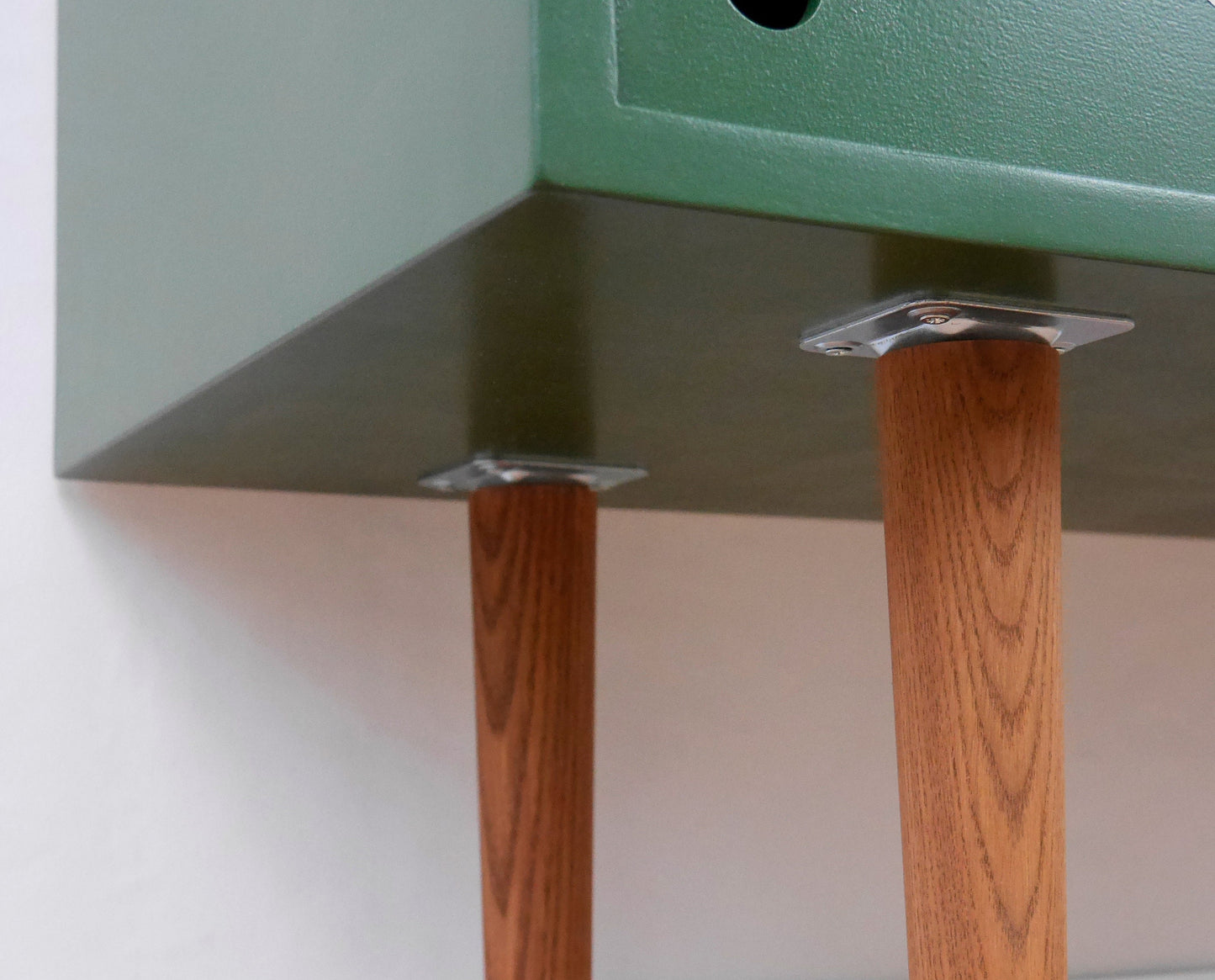 Mid Century Style Sliding Door Record Cabinet in Dark Green