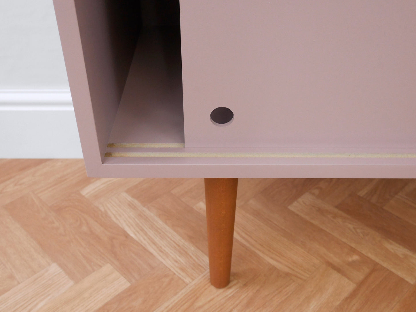 Pink Mid Century Record Cabinet: Handmade Vinyl Storage