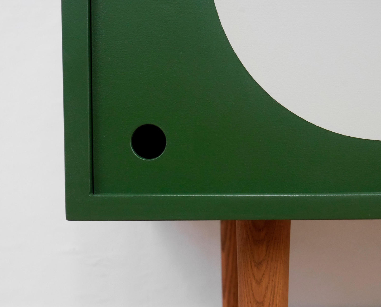 Green Vinyl Storage Cabinet with Geometric Pattern